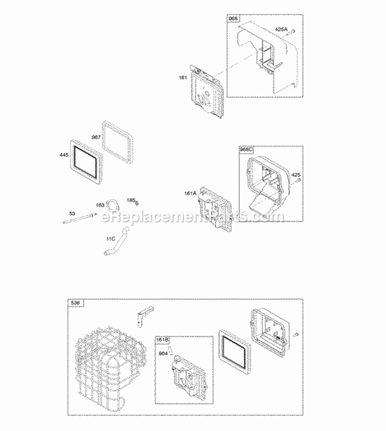 Air Cleaner Diagram and Parts List for  Briggs and Stratton